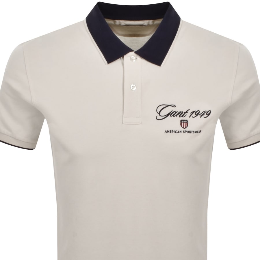 Image number 2 for Gant Graphic Pique Polo T Shirt Cream
