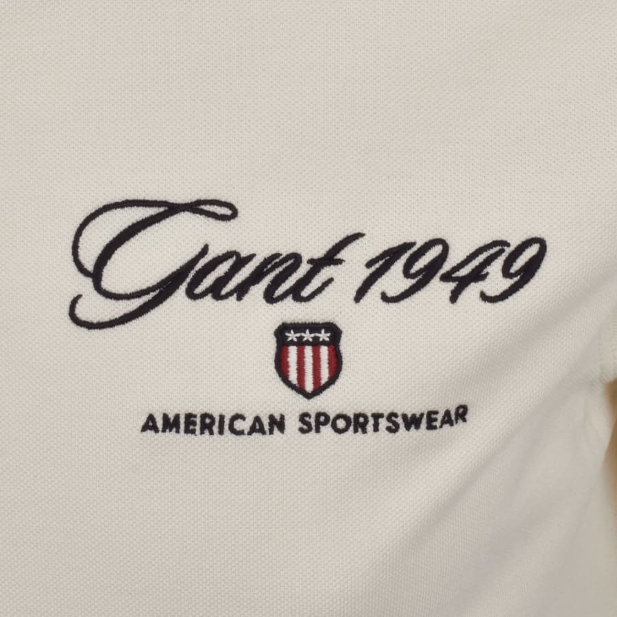 Image number 3 for Gant Graphic Pique Polo T Shirt Cream