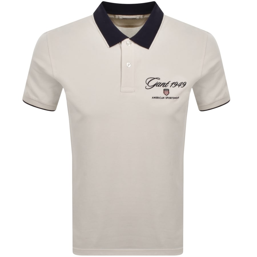 Image number 1 for Gant Graphic Pique Polo T Shirt Cream