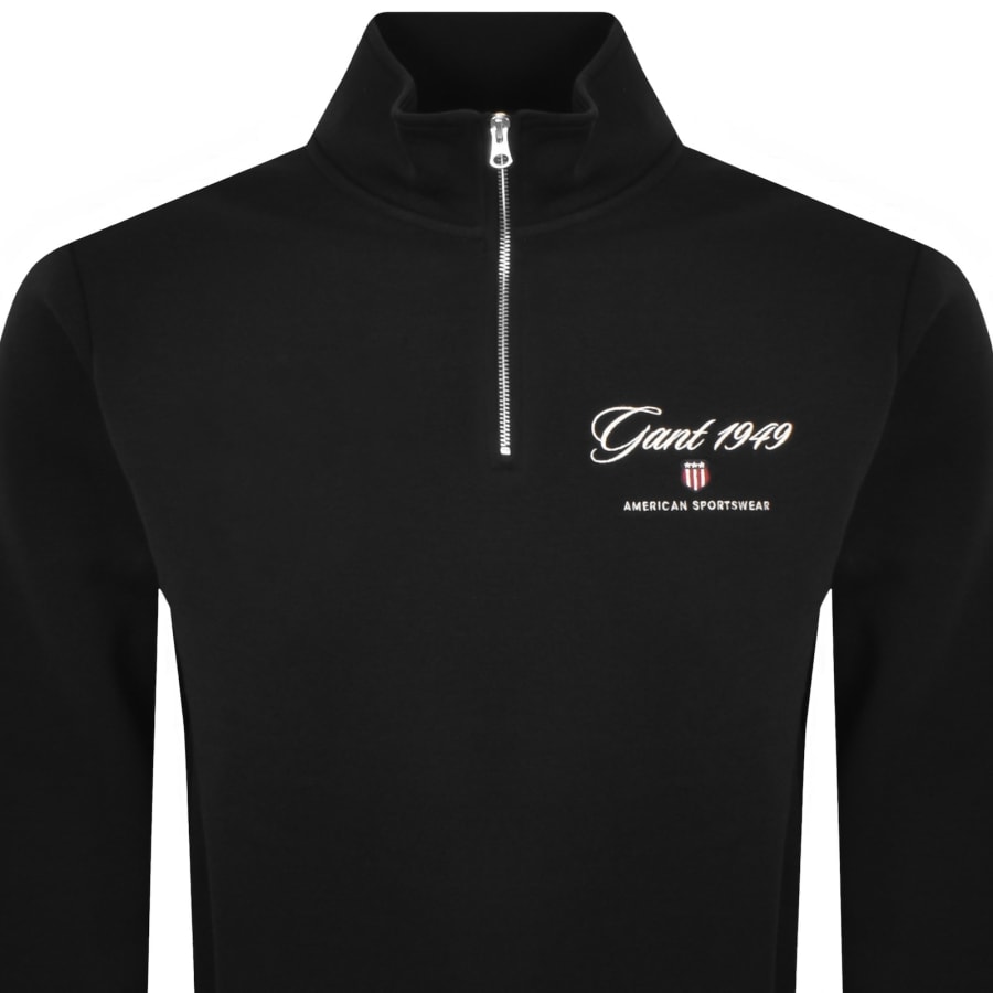 Image number 2 for Gant Graphic Half Zip Sweatshirt Black
