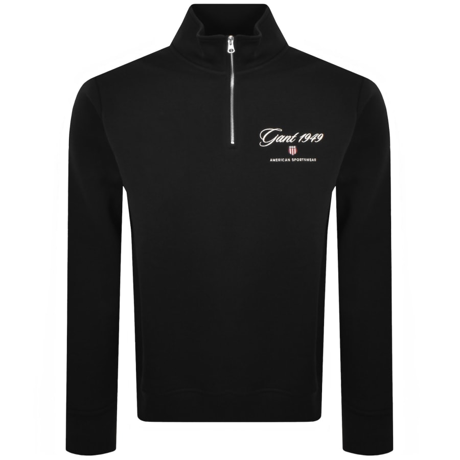 Image number 1 for Gant Graphic Half Zip Sweatshirt Black