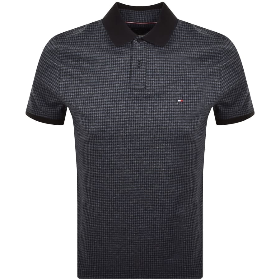 Image number 1 for Tommy Hilfiger Mouline Check Jacquard Polo Blue