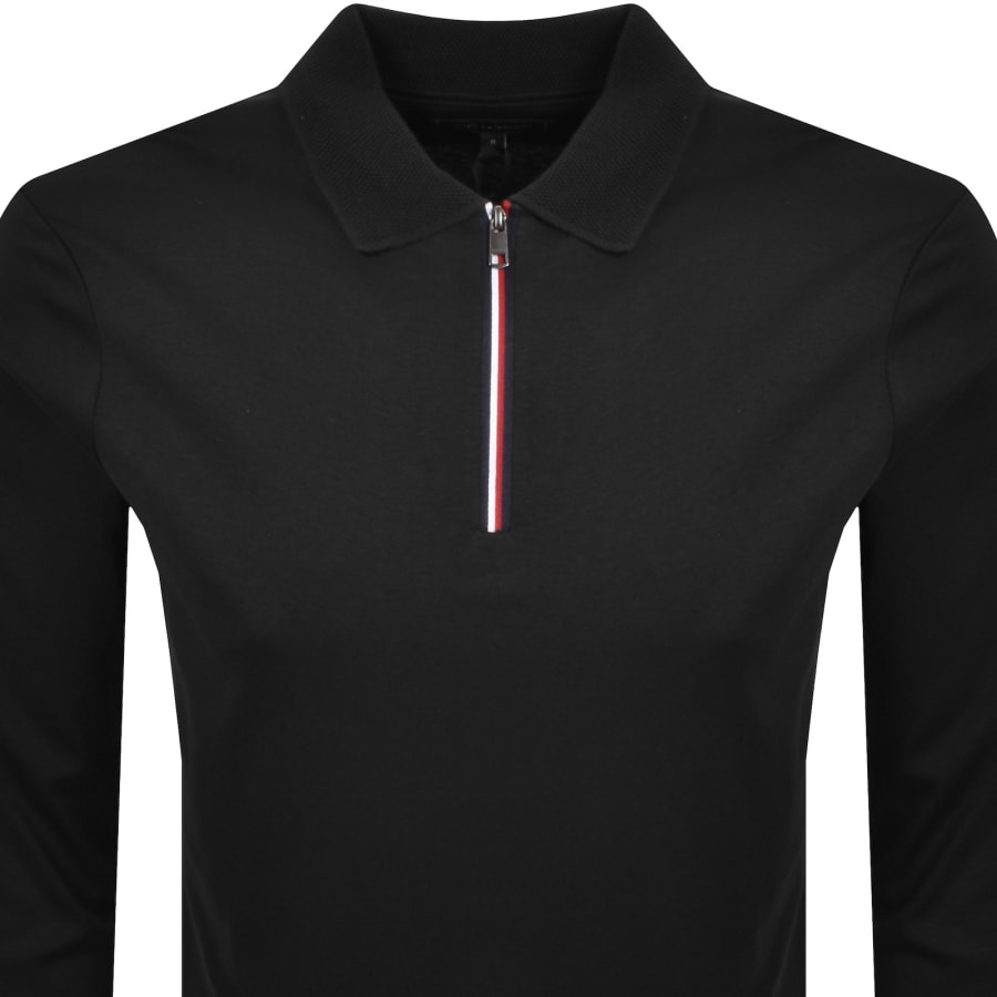 Image number 2 for Tommy Hilfiger Interlock Zip Polo T Shirt Black