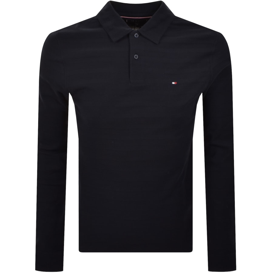 Image number 1 for Tommy Hilfiger Herringbone Polo T Shirt Navy