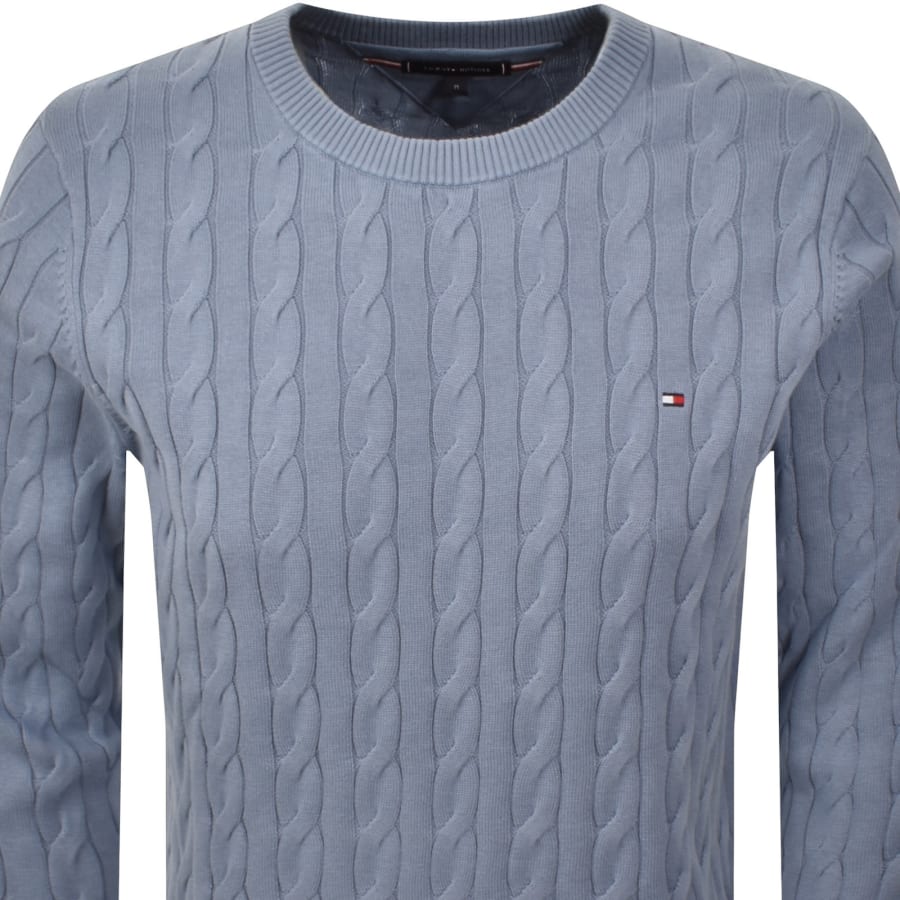 Image number 2 for Tommy Hilfiger Cable Knit Jumper Brisk Blue