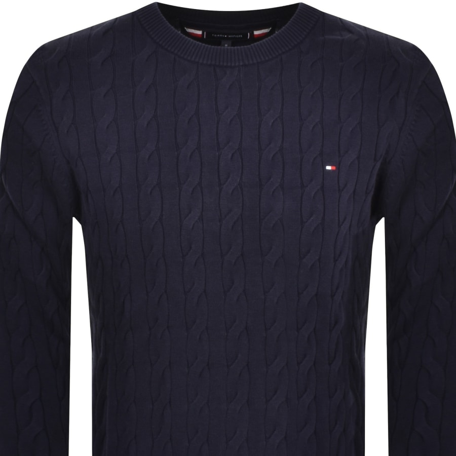 Image number 2 for Tommy Hilfiger Cable Knit Jumper Navy