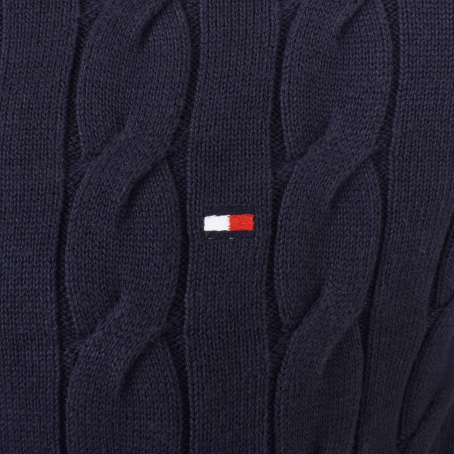 Image number 3 for Tommy Hilfiger Cable Knit Jumper Navy