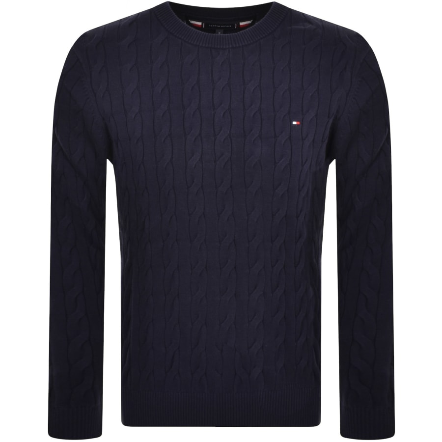 Image number 1 for Tommy Hilfiger Cable Knit Jumper Navy