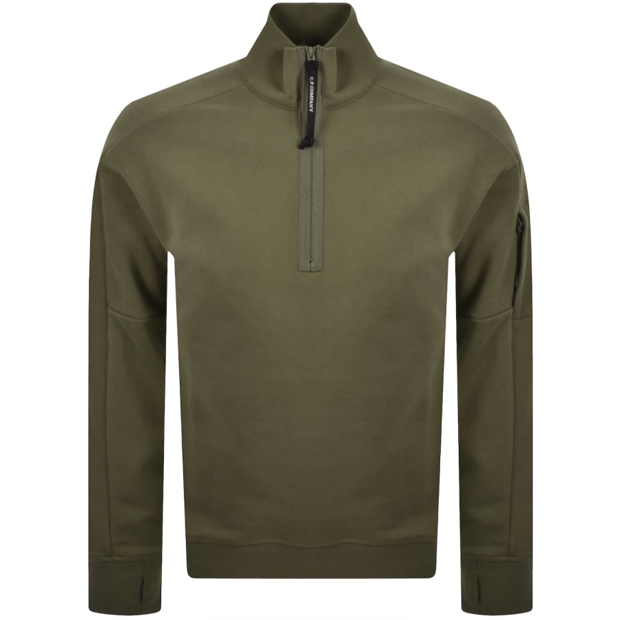 Image number 2 for CP Company Quarter Zip Sweatshirt Capers Green