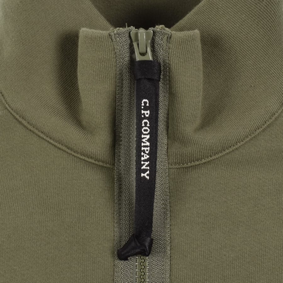 Image number 5 for CP Company Quarter Zip Sweatshirt Capers Green