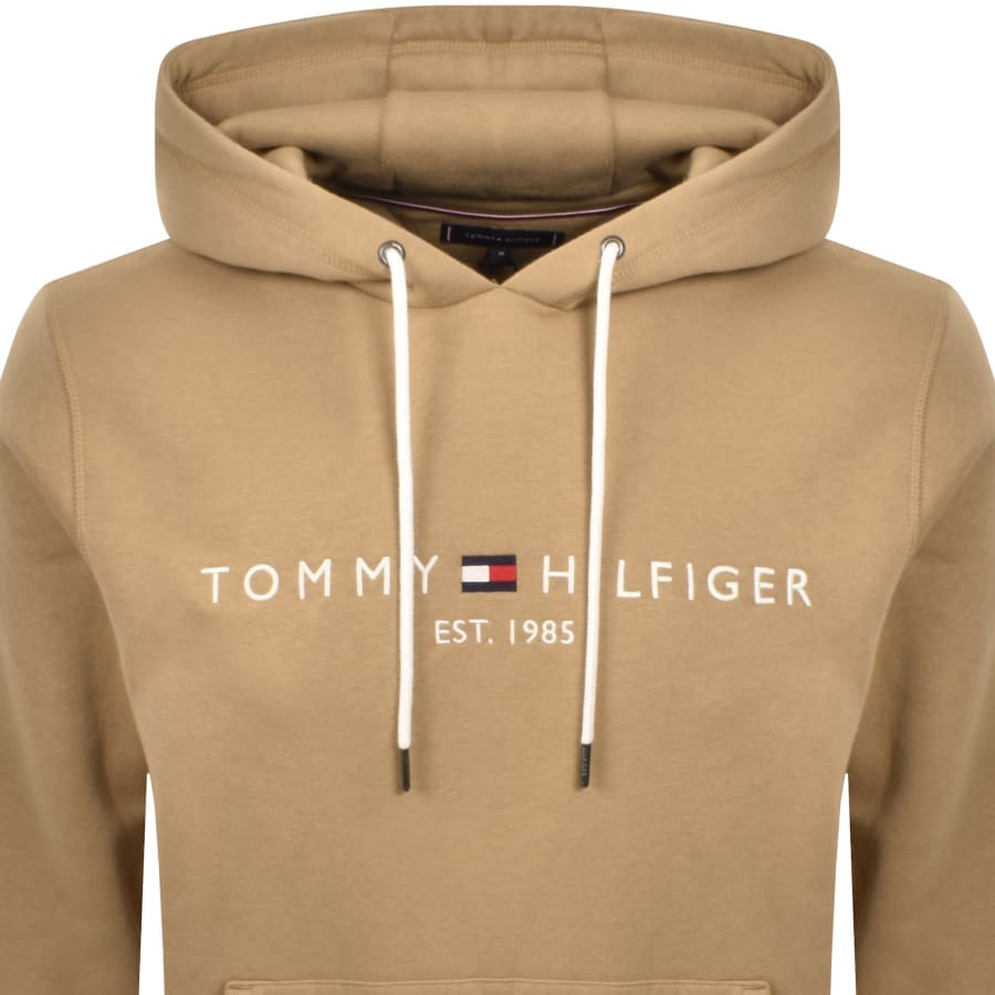 Image number 2 for Tommy Hilfiger Logo Hoodie Brown