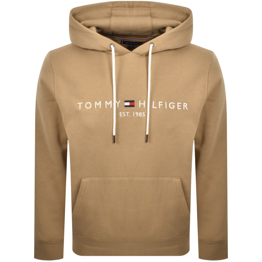 Image number 1 for Tommy Hilfiger Logo Hoodie Brown