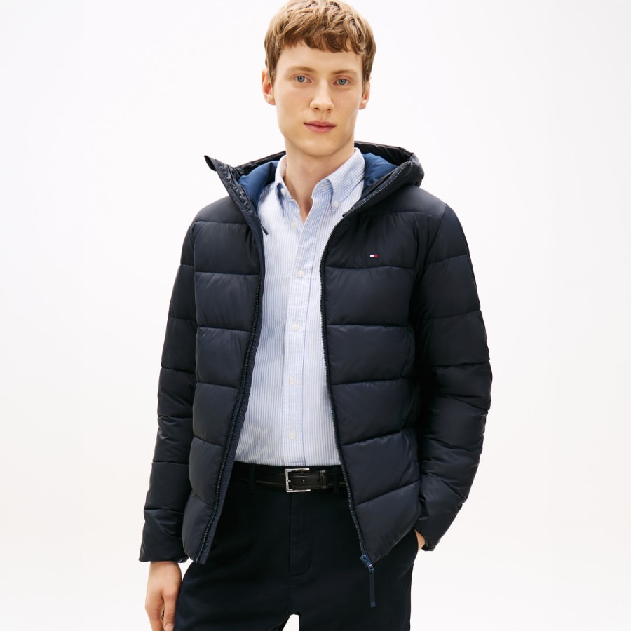 Image number 6 for Tommy Hilfiger Mid Weight Hooded Jacket Navy