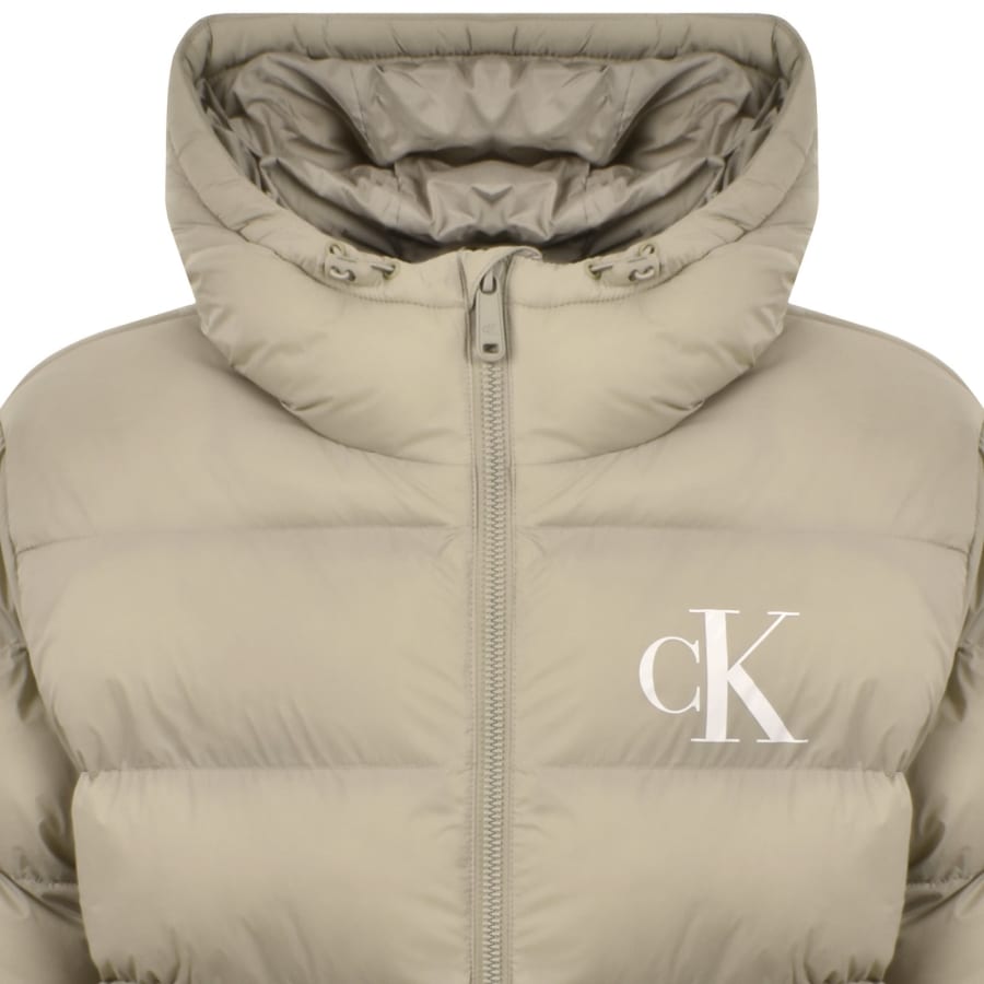 Image number 2 for Calvin Klein Jeans Logo Puffer Jacket Khaki