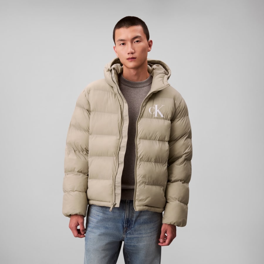 Image number 6 for Calvin Klein Jeans Logo Puffer Jacket Khaki