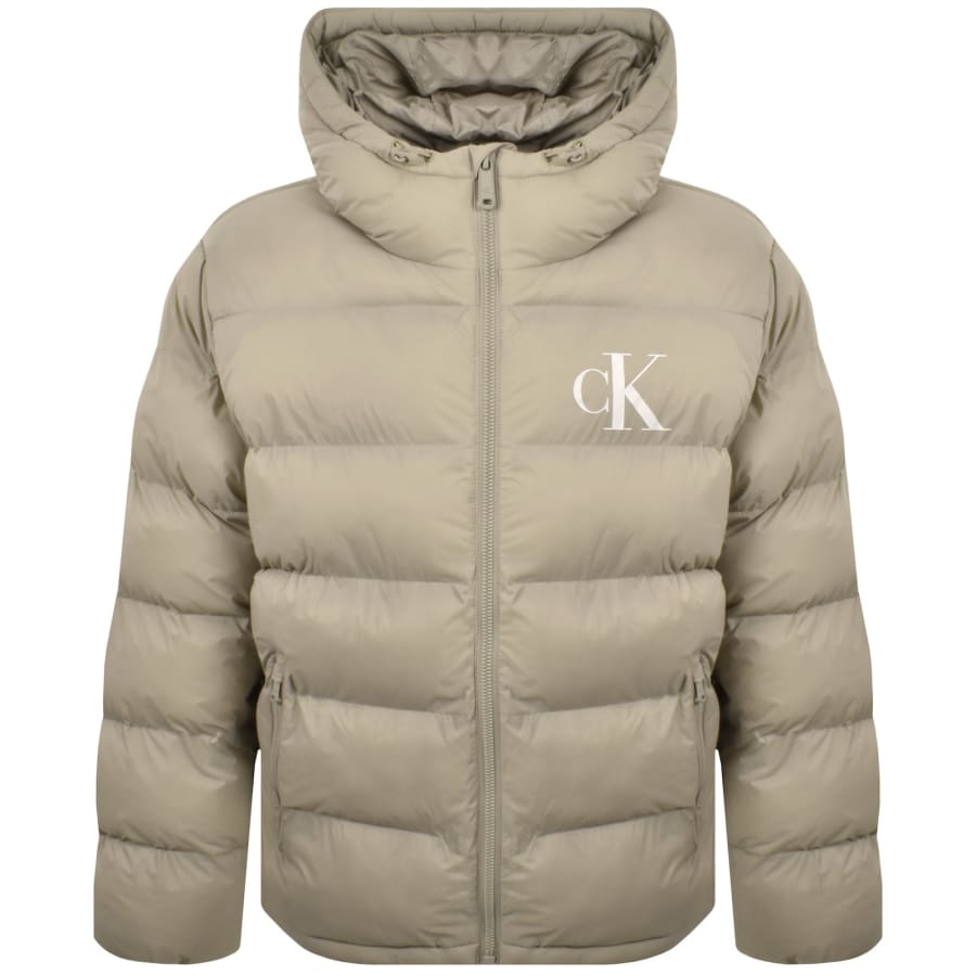 Image number 1 for Calvin Klein Jeans Logo Puffer Jacket Khaki