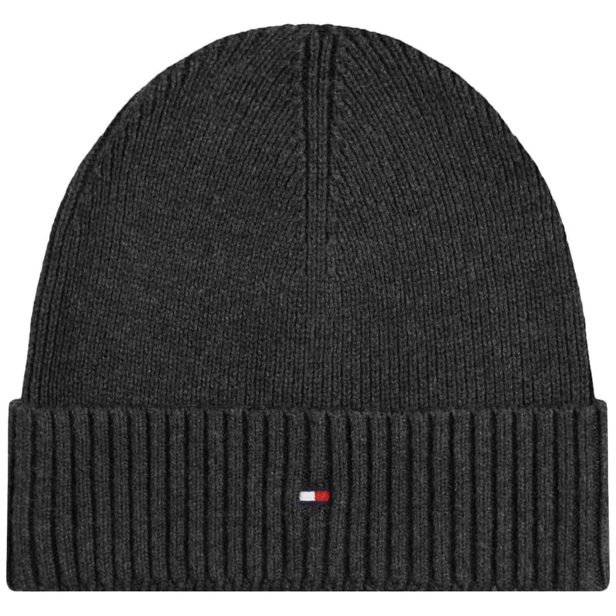 Image number 1 for Tommy Hilfiger Flag Beanie Hat Grey
