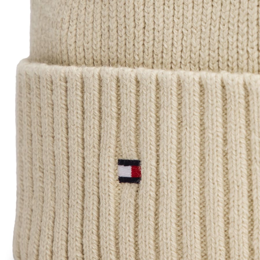 Image number 3 for Tommy Hilfiger Flag Beanie Hat Beige