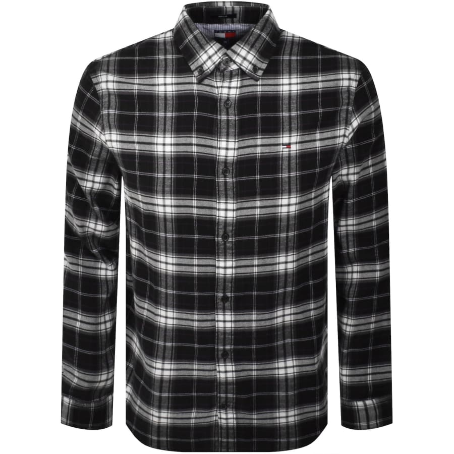 Image number 1 for Tommy Jeans Flannel Check Shirt Black