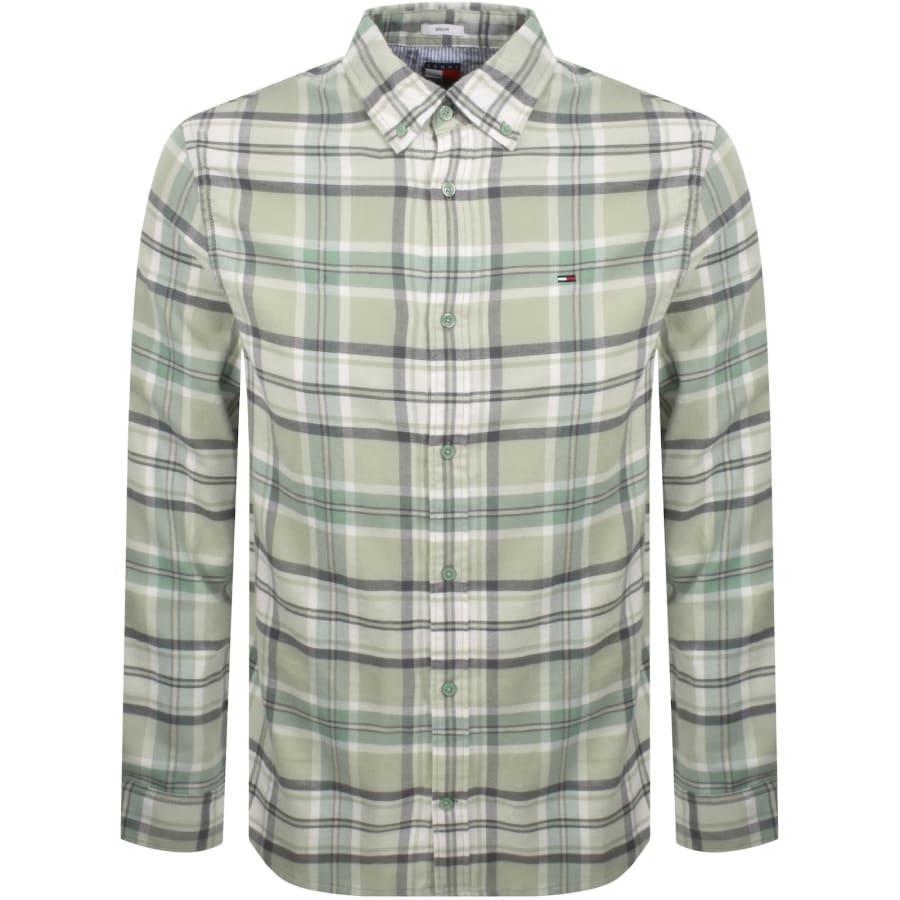 Image number 1 for Tommy Jeans Flannel Check Shirt Green