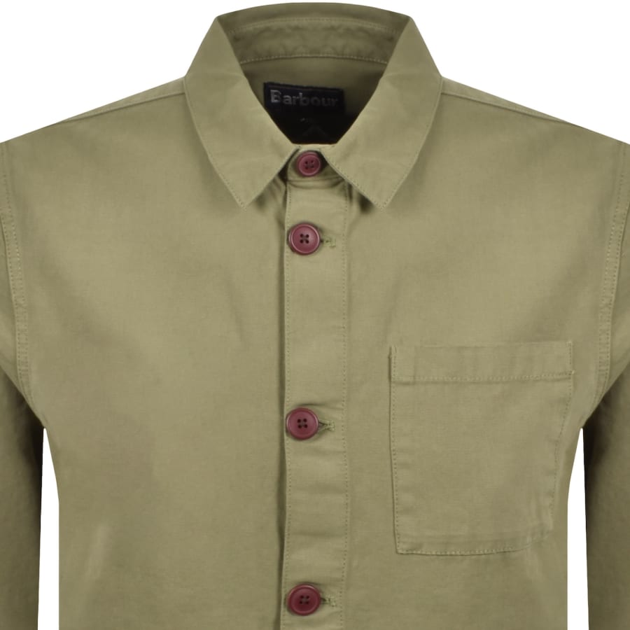 Image number 2 for Barbour Washed Overshirt Olive Green