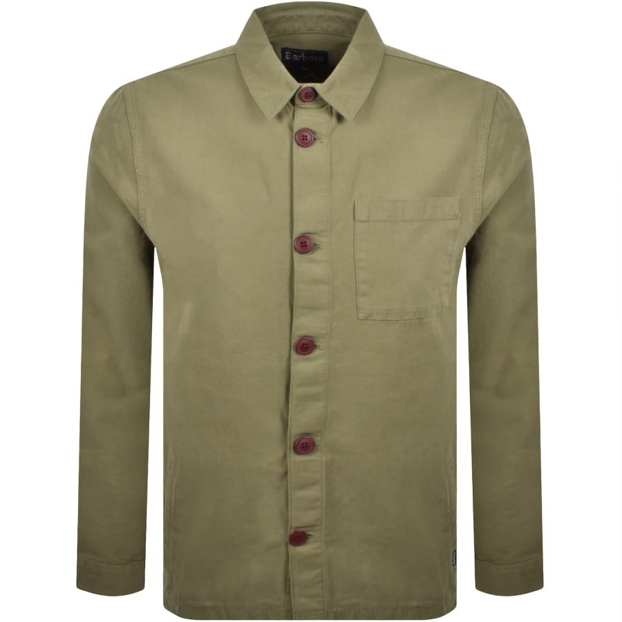 Image number 1 for Barbour Washed Overshirt Olive Green
