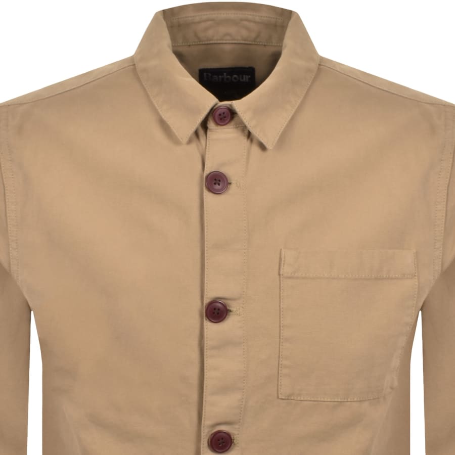 Image number 2 for Barbour Washed Overshirt Washed Stone Beige