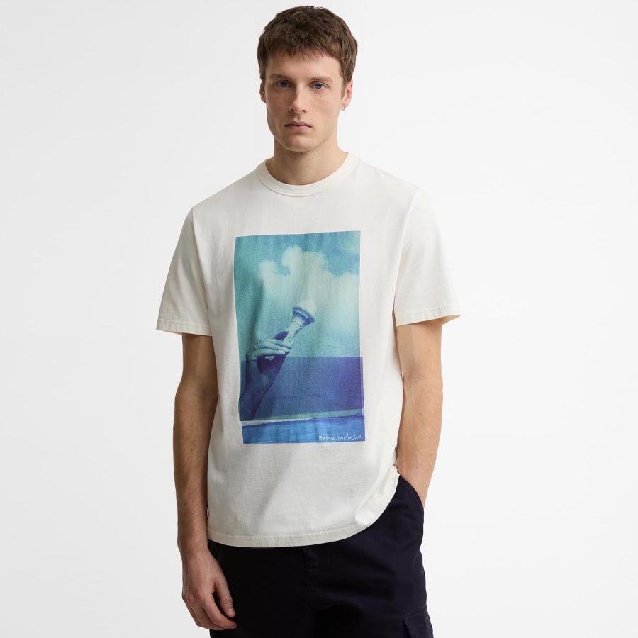Image number 3 for Barbour X Paul Smith Ice Cream T Shirt Cream
