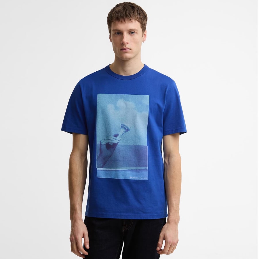 Image number 3 for Barbour X Paul Smith Ice Cream T Shirt Royal Blue