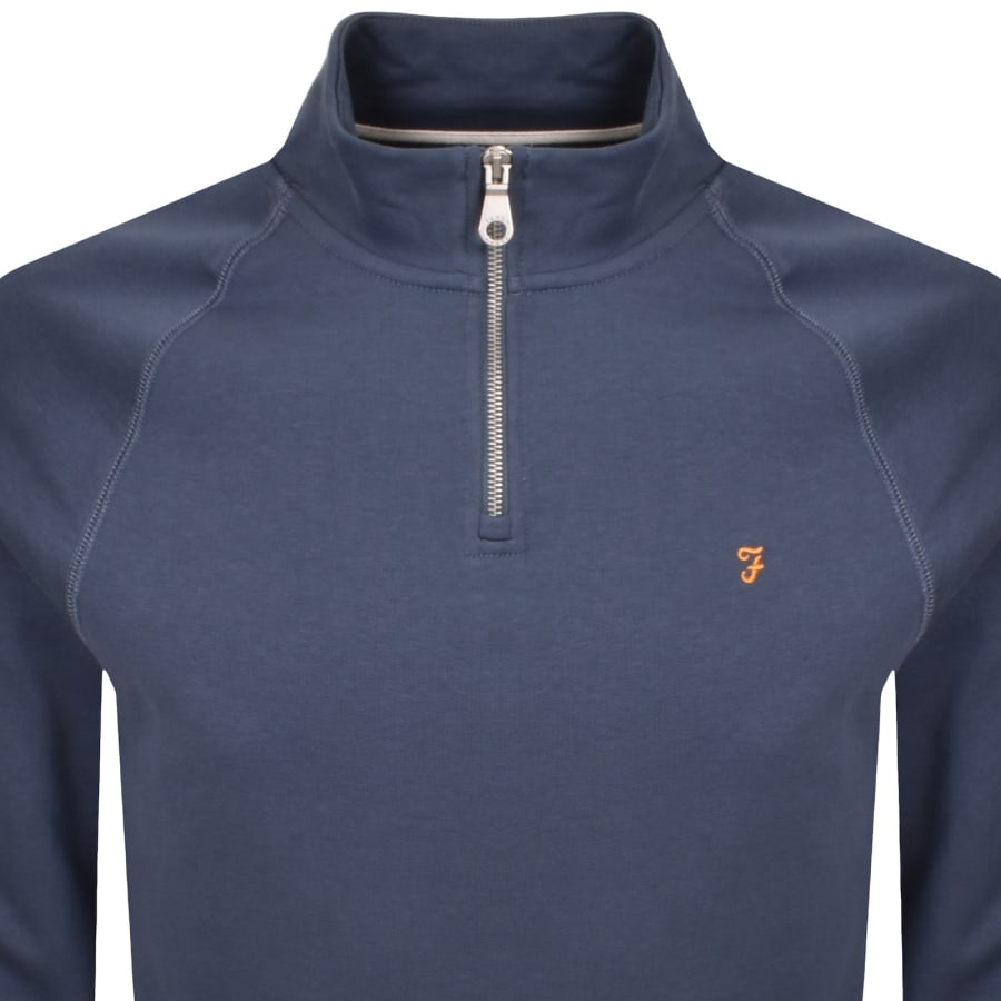 Image number 2 for Farah Jim Quarter Zip Sweatshirt Blue