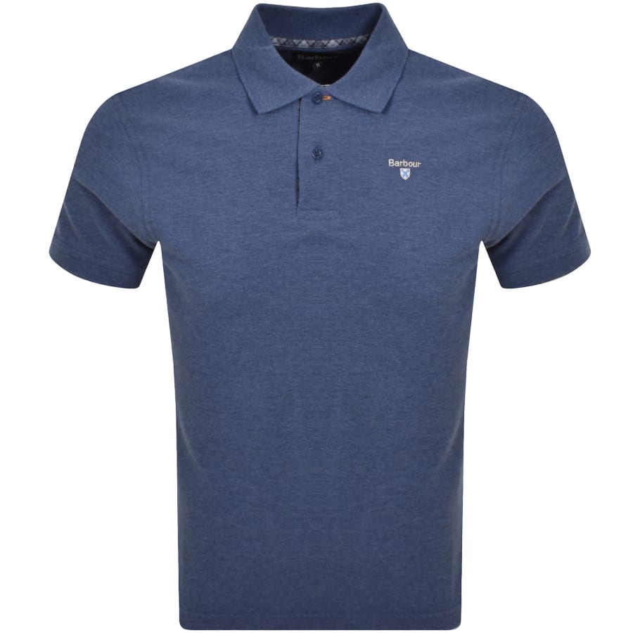 Image number 1 for Barbour Tartan Pique Polo T Shirt Blue