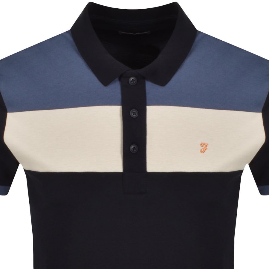 Image number 2 for Farah Swanside Panel Polo T Shirt Navy
