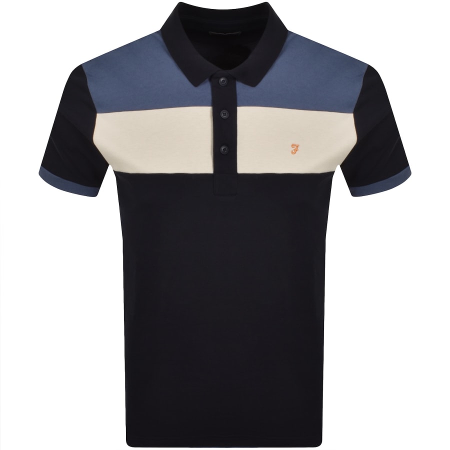 Image number 1 for Farah Swanside Panel Polo T Shirt Navy