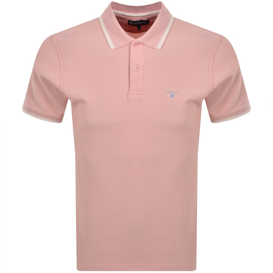 Image number 1 for Barbour Ferriby Textured Polo T Shirt Pink