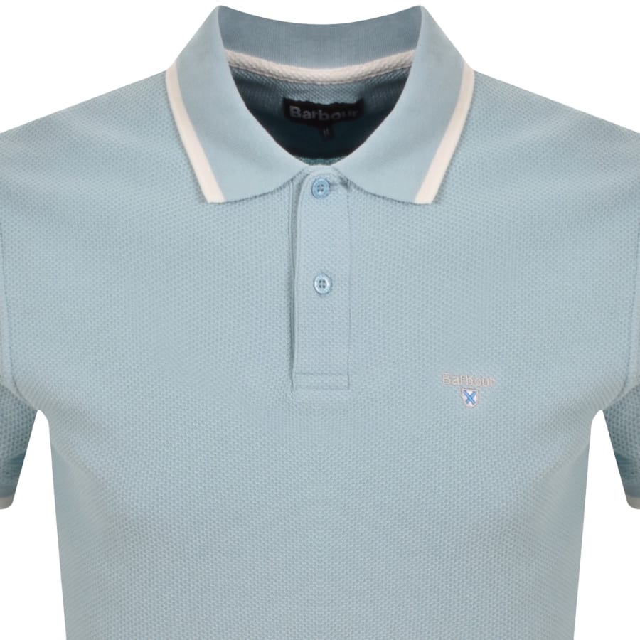 Image number 2 for Barbour Ferriby Textured Polo T Shirt Blue