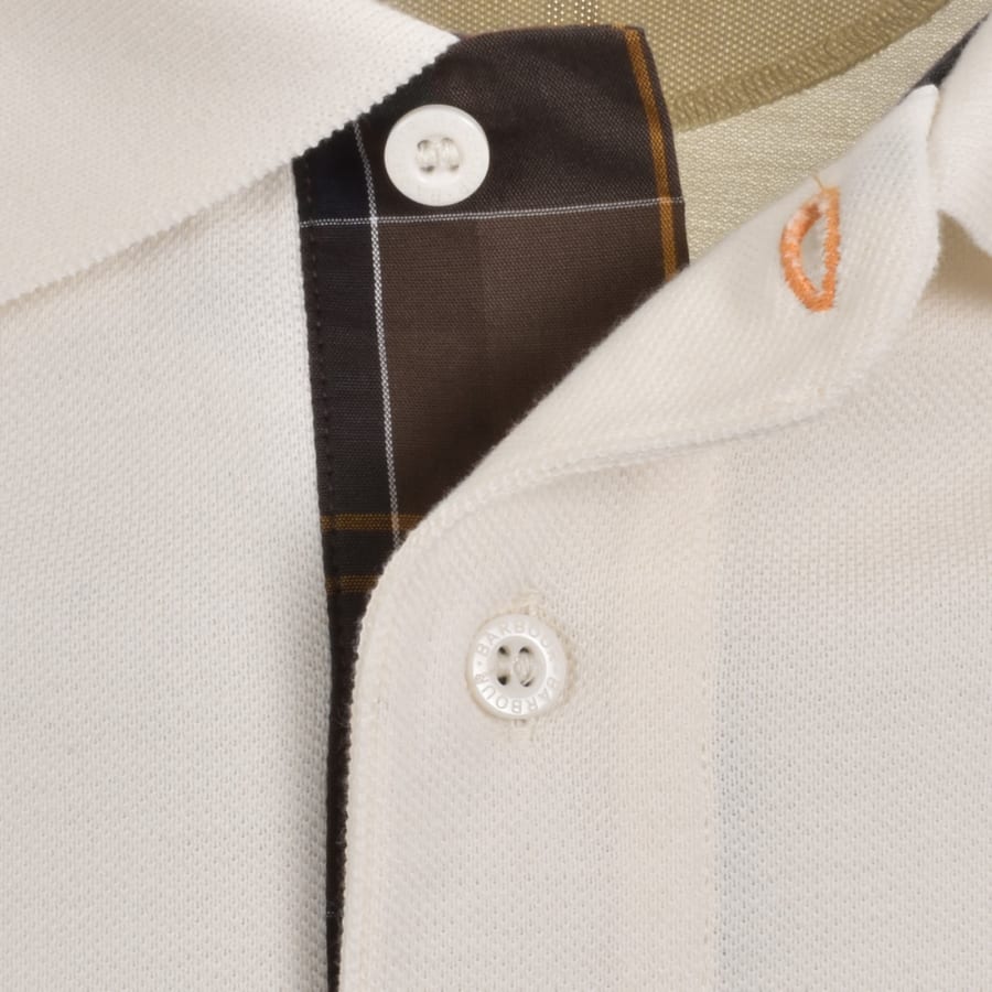 Image number 4 for Barbour Tartan Pique Polo T Shirt Cream