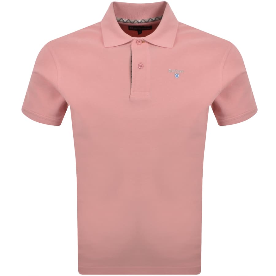 Image number 1 for Barbour Tartan Pique Polo T Shirt Pink