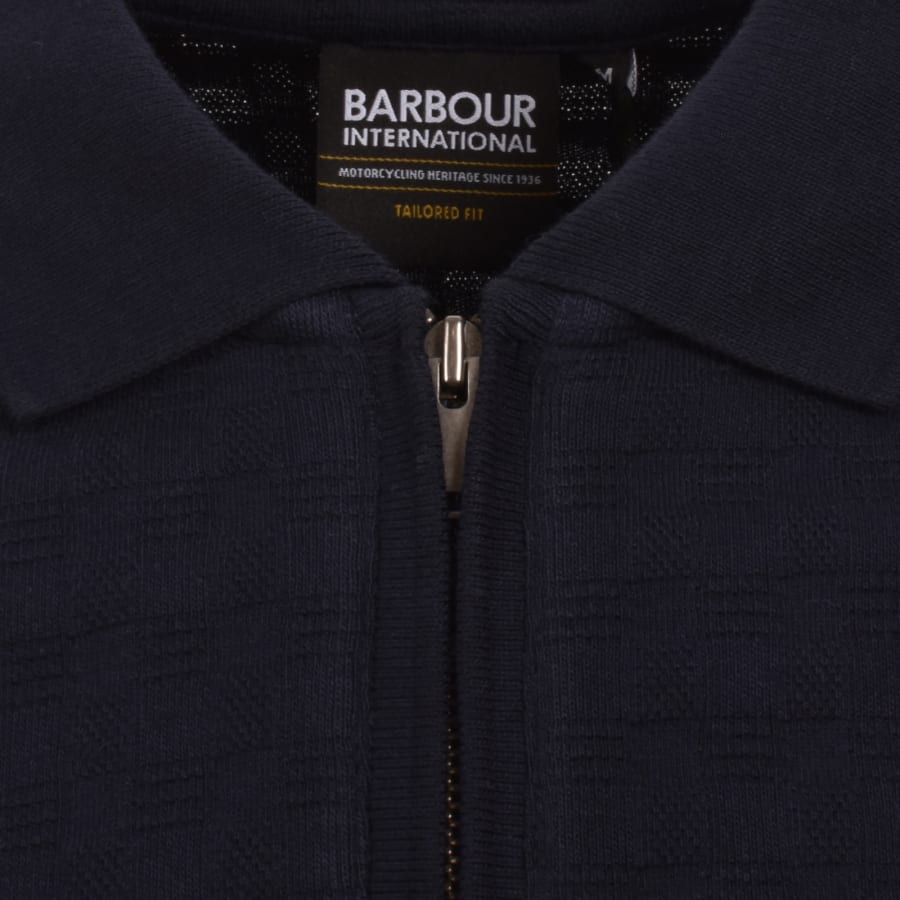 Image number 4 for Barbour International Langston Jacquard Polo Navy
