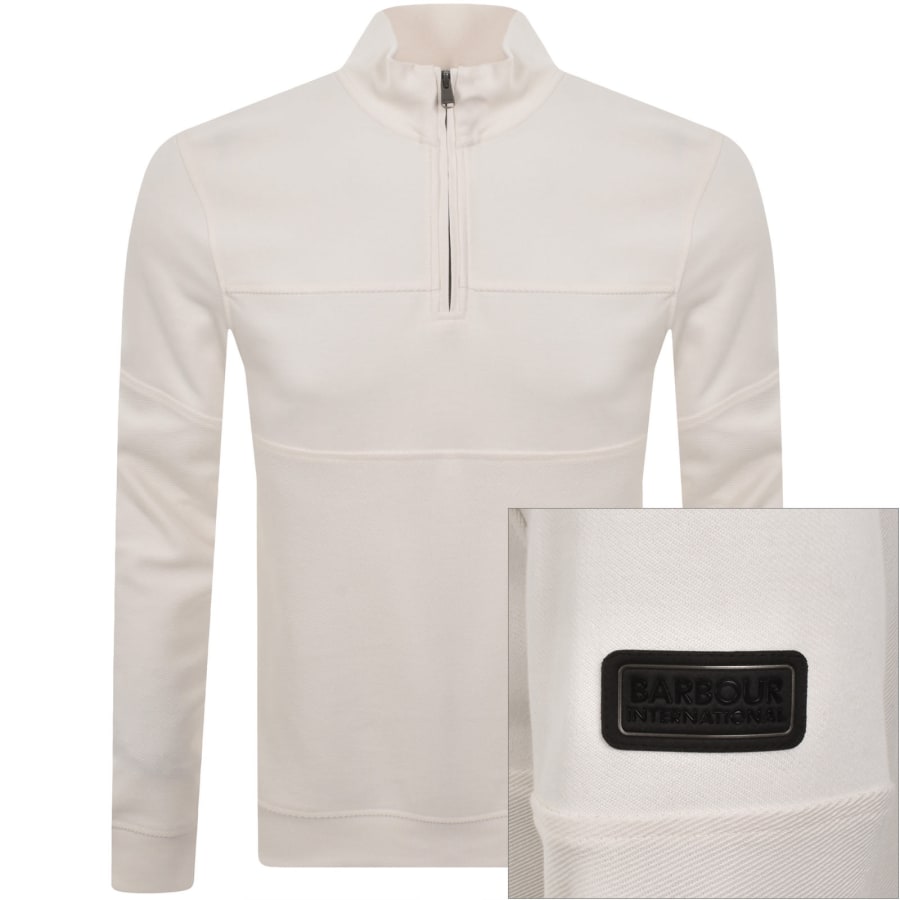 Image number 1 for Barbour International Kaspain Zip Sweatshirt Cream