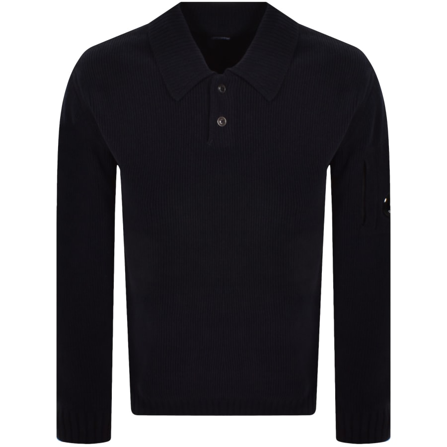 Image number 2 for CP Company Knit Polo T Shirt Navy