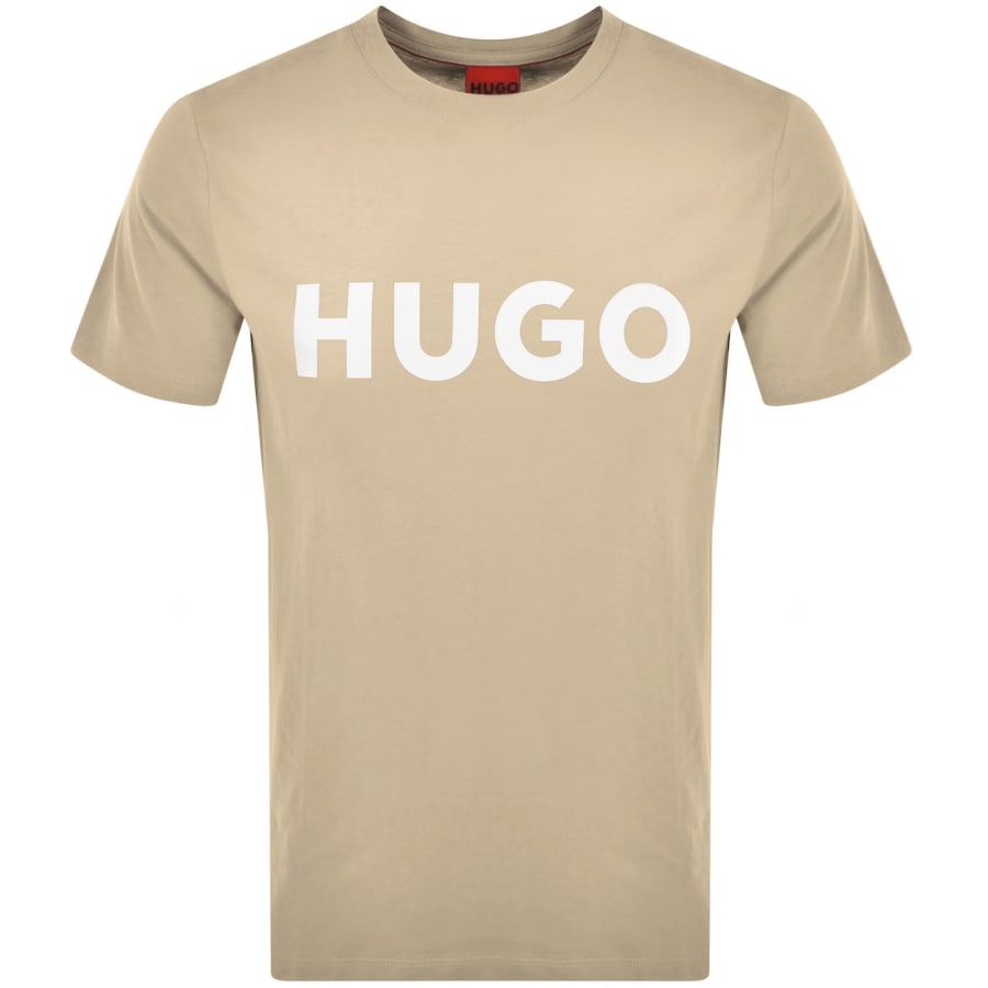 Image number 1 for HUGO Dulivio Crew Neck T Shirt Beige
