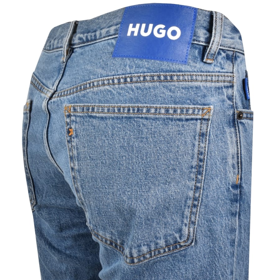 Image number 4 for HUGO Blue Straight Fit Jonah Mid Blue Jeans