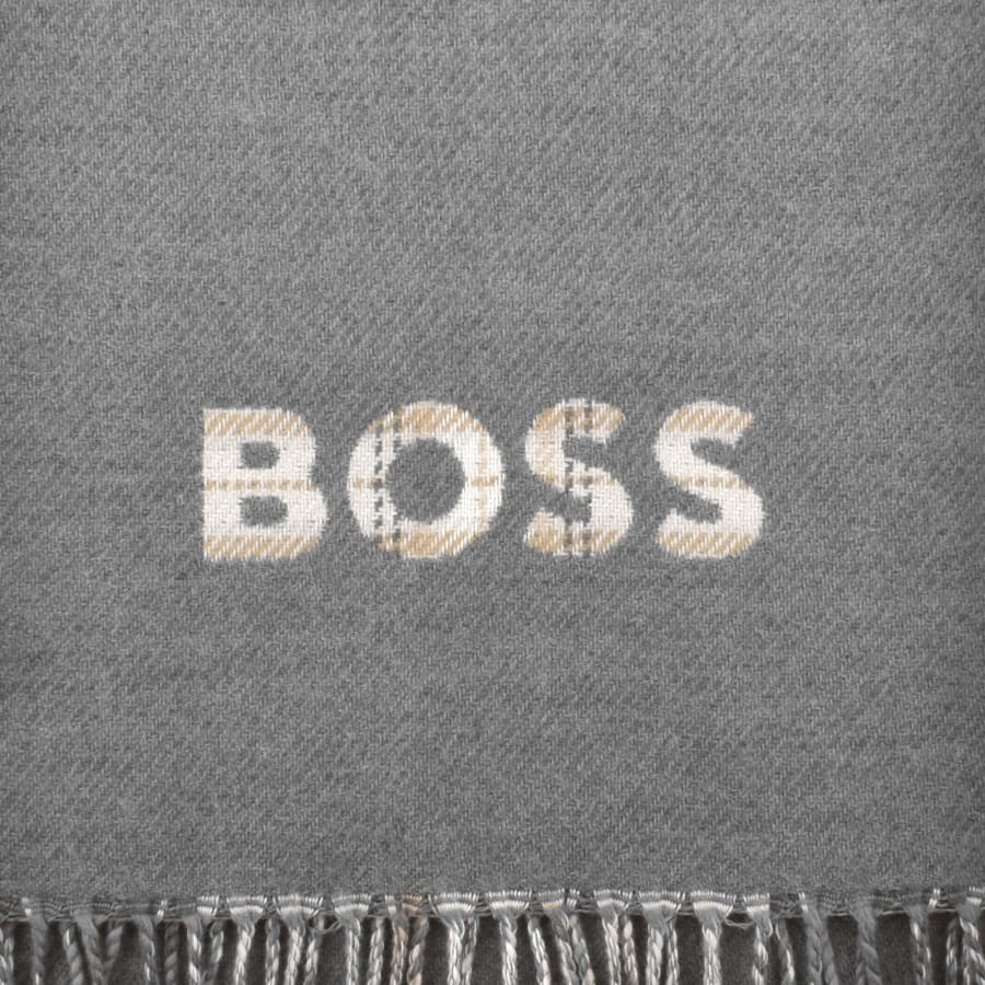 Image number 2 for BOSS Italian Made Checked Scarf Grey
