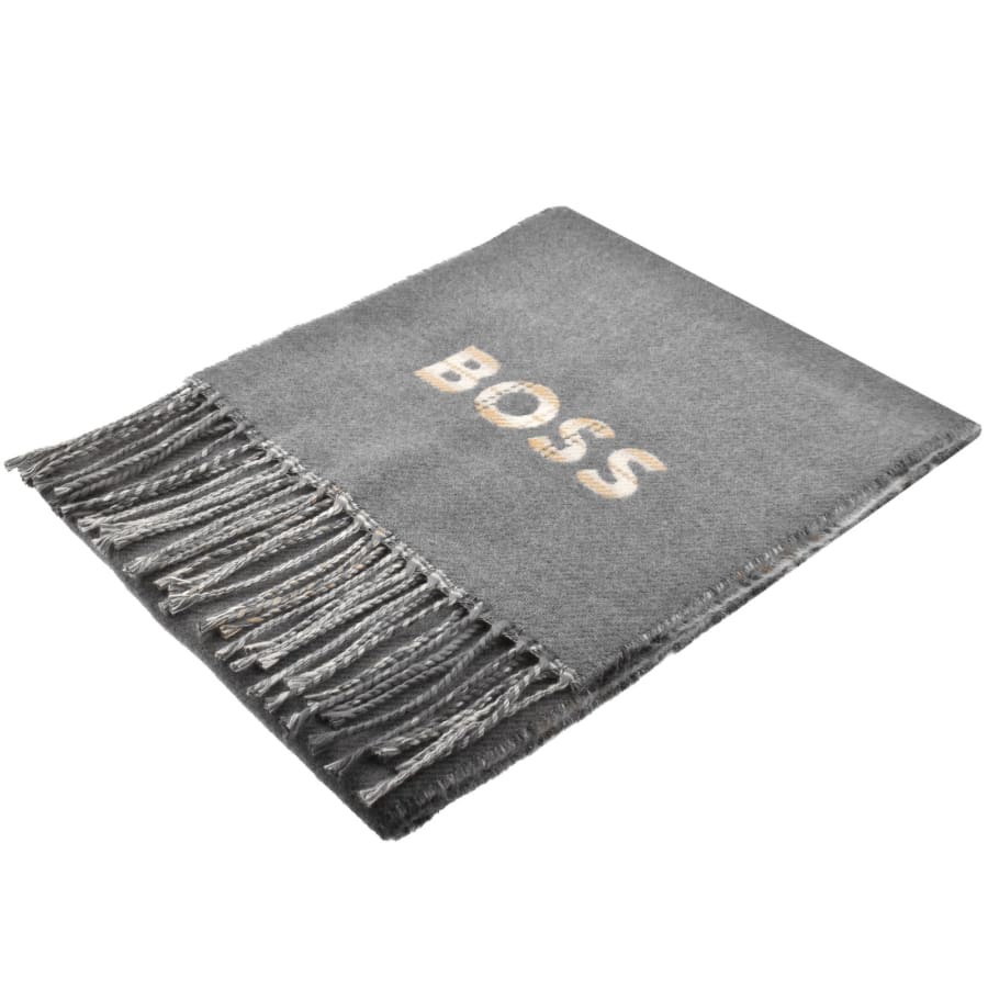 Image number 3 for BOSS Italian Made Checked Scarf Grey