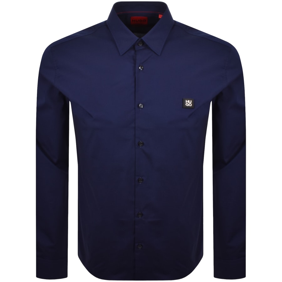 Image number 1 for HUGO Long Sleeved Ermo Shirt Navy