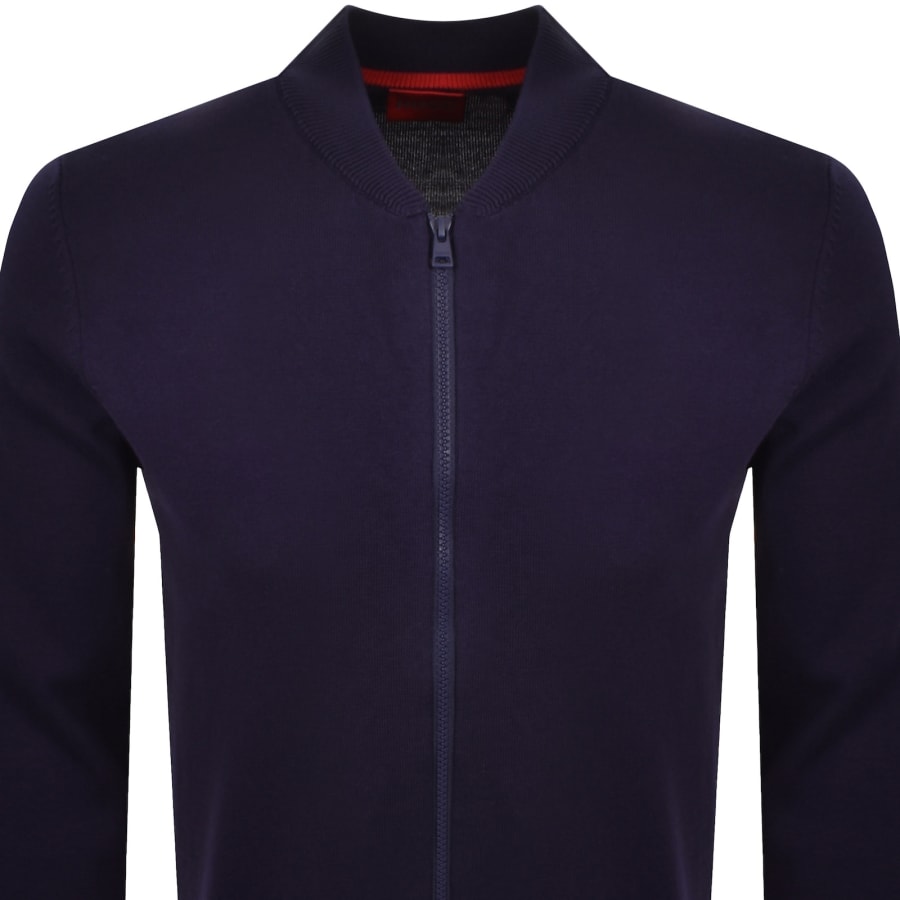 Image number 2 for HUGO San Jacque Full Zip Knit Jumper Navy
