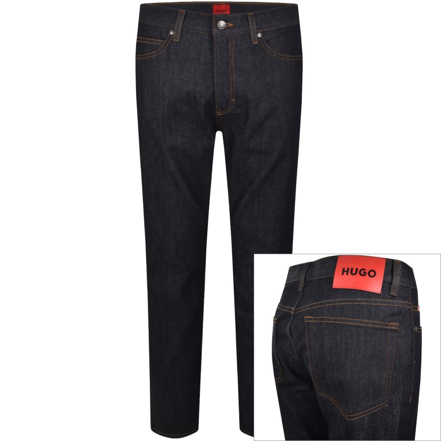 Image number 1 for HUGO 708 Slim Fit Jeans Dark Wash Blue