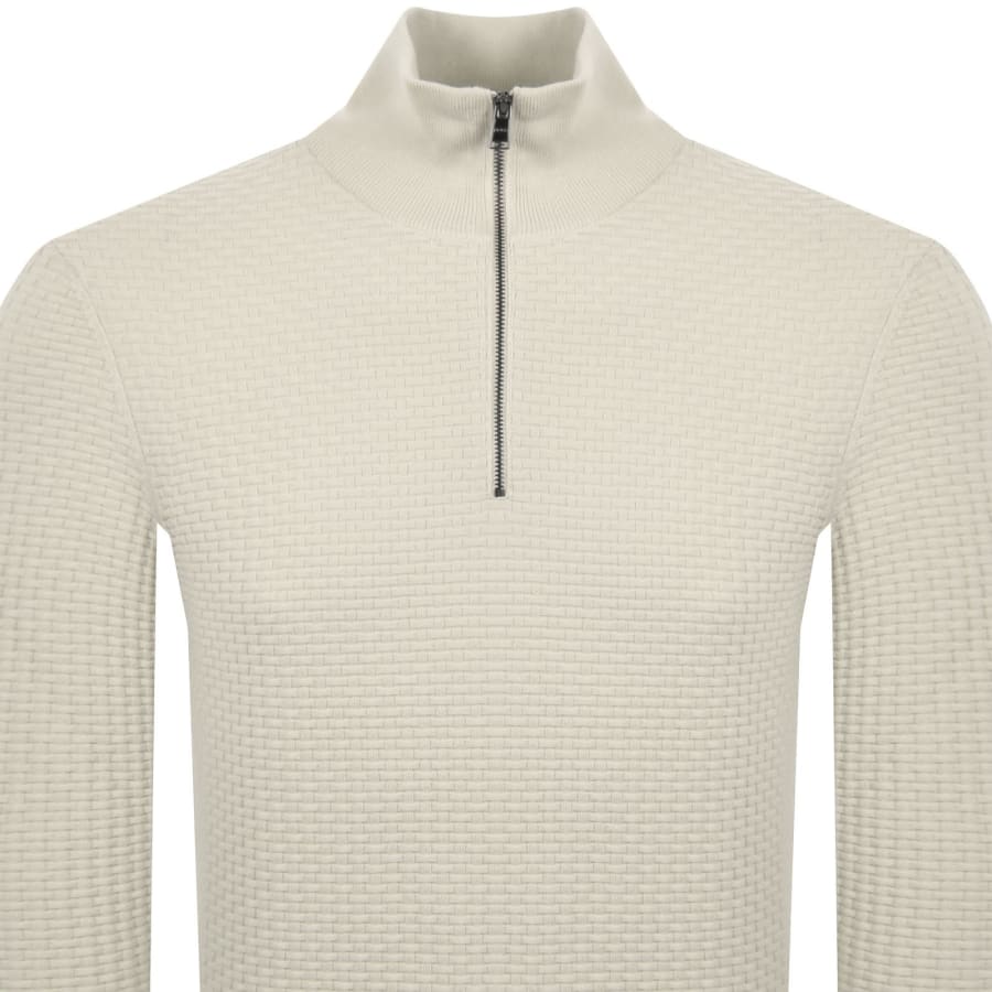 Image number 2 for BOSS Ulicio Half Knit Jumper Cream