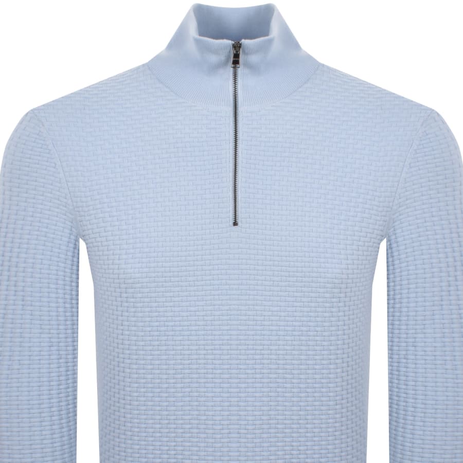 Image number 2 for BOSS Ulicio Half Knit Jumper Light Blue