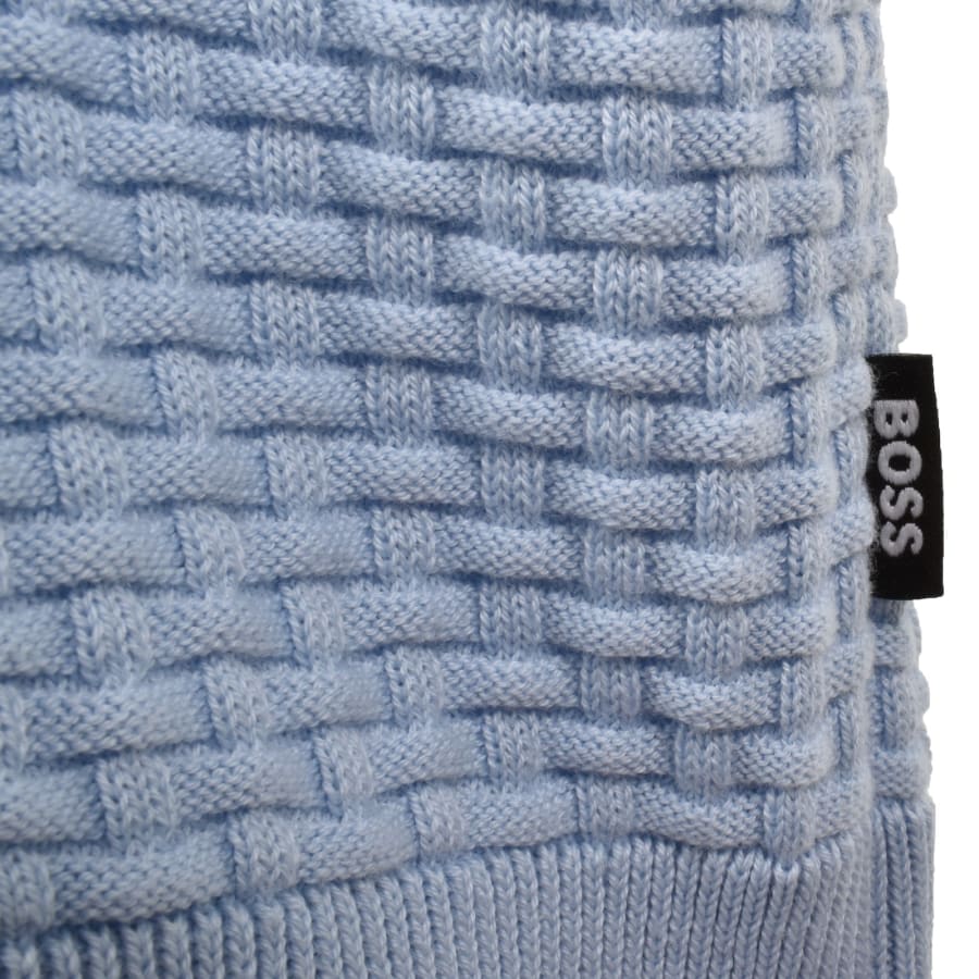 Image number 3 for BOSS Ulicio Half Knit Jumper Light Blue